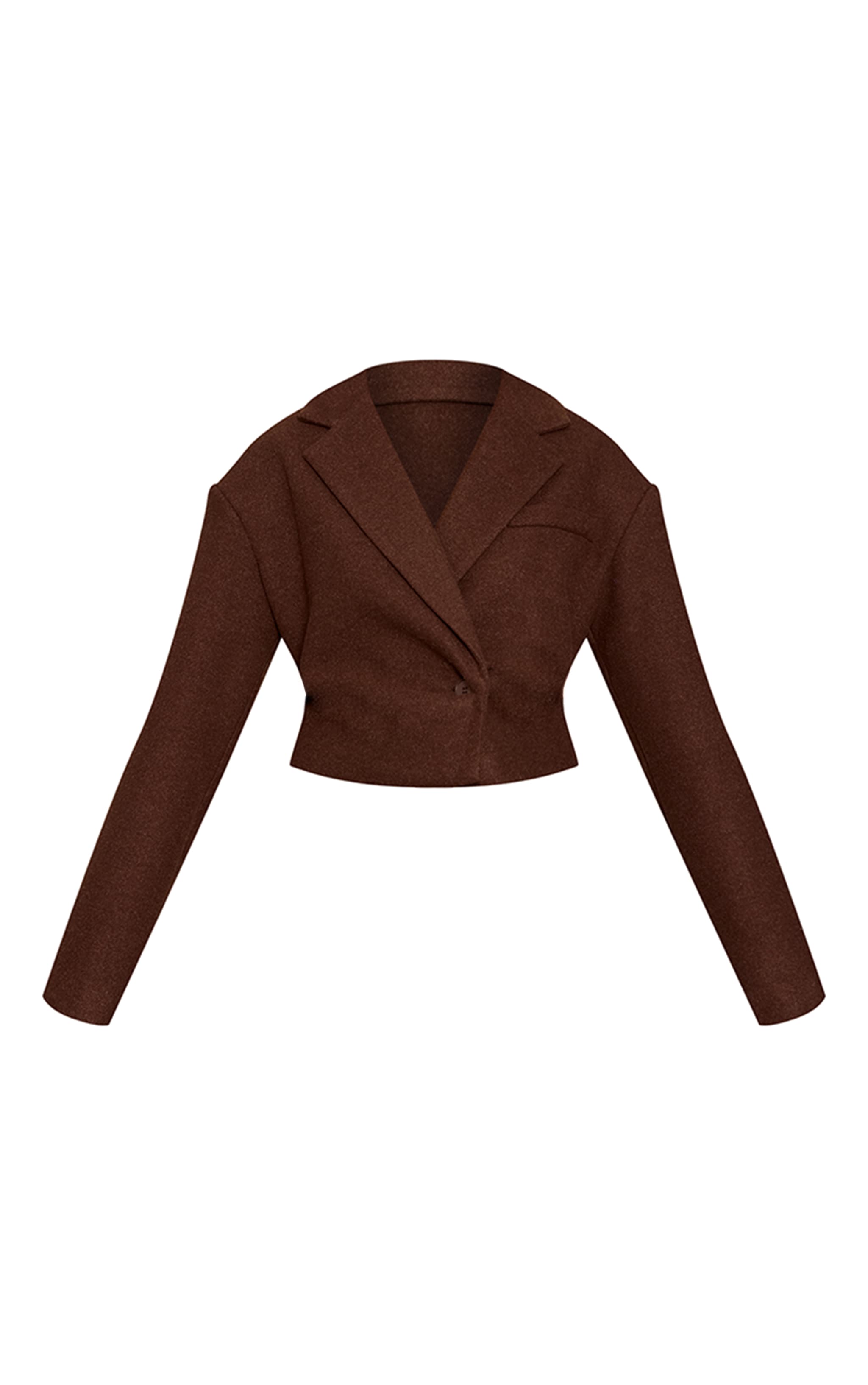 Chocolate Cropped Wool Look Cinch Blazer image 5