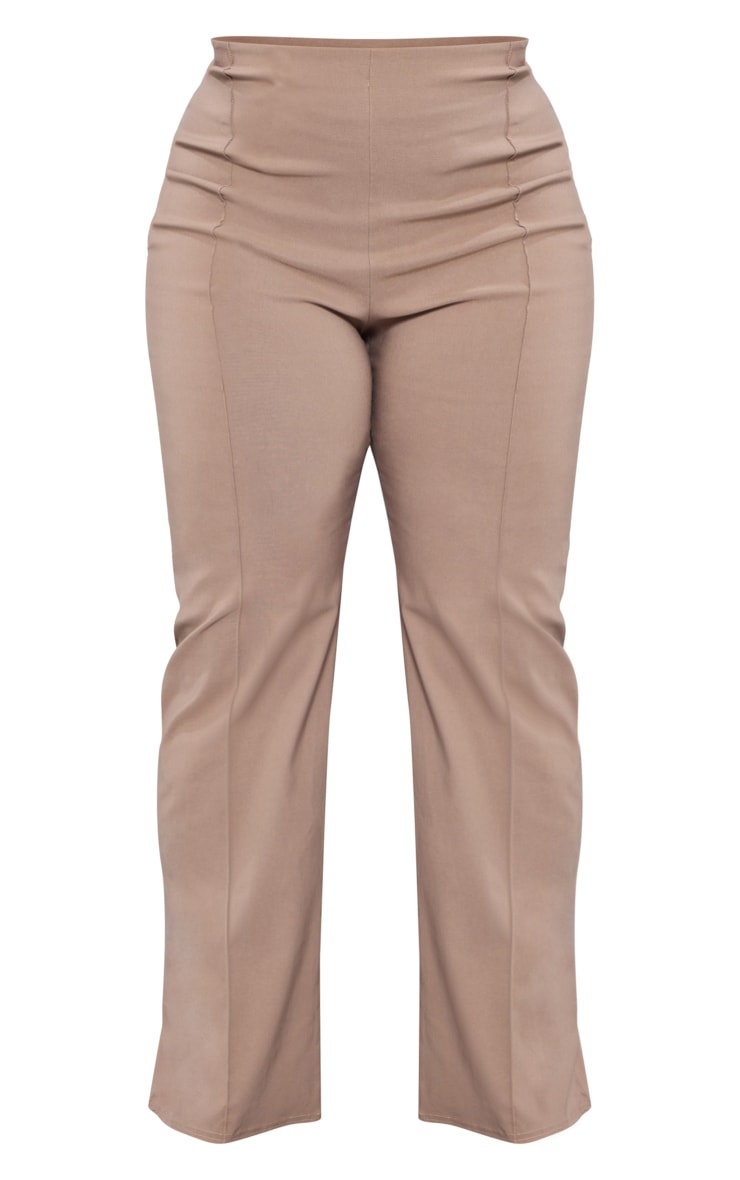 Plus Taupe Seam Detail Bengaline Trousers image 5