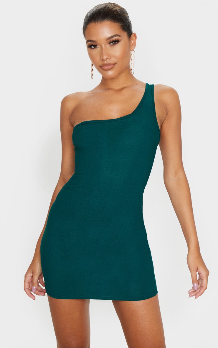 Emerald Green One Shoulder Bodycon Dress