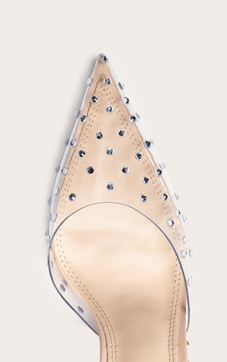 Nude Silver Hot Fix Perspex Court Heels image 4