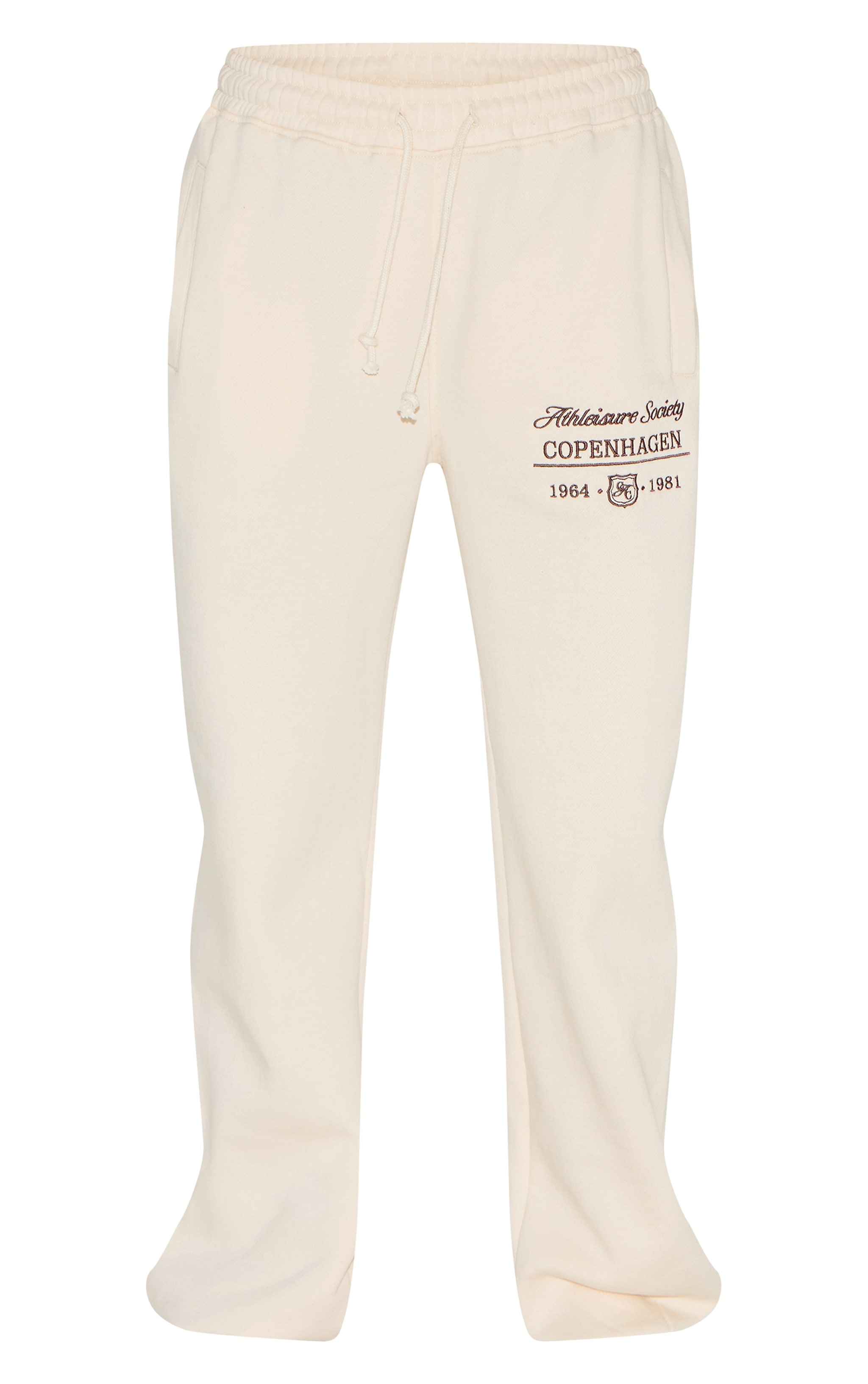 Cream Embroidered Cuffed Sweatpants image 5