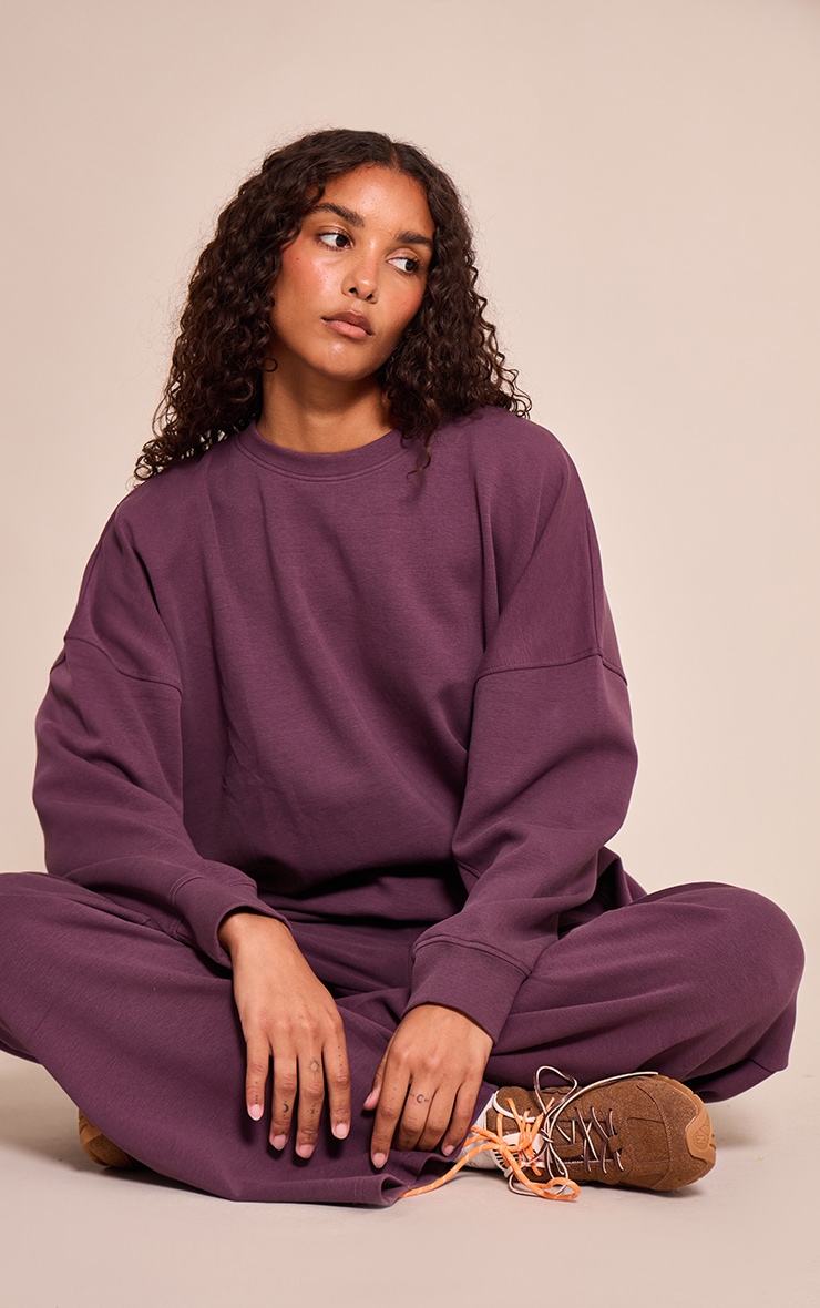 Sweat en tissu 350 gr/m² sergé prune image 1