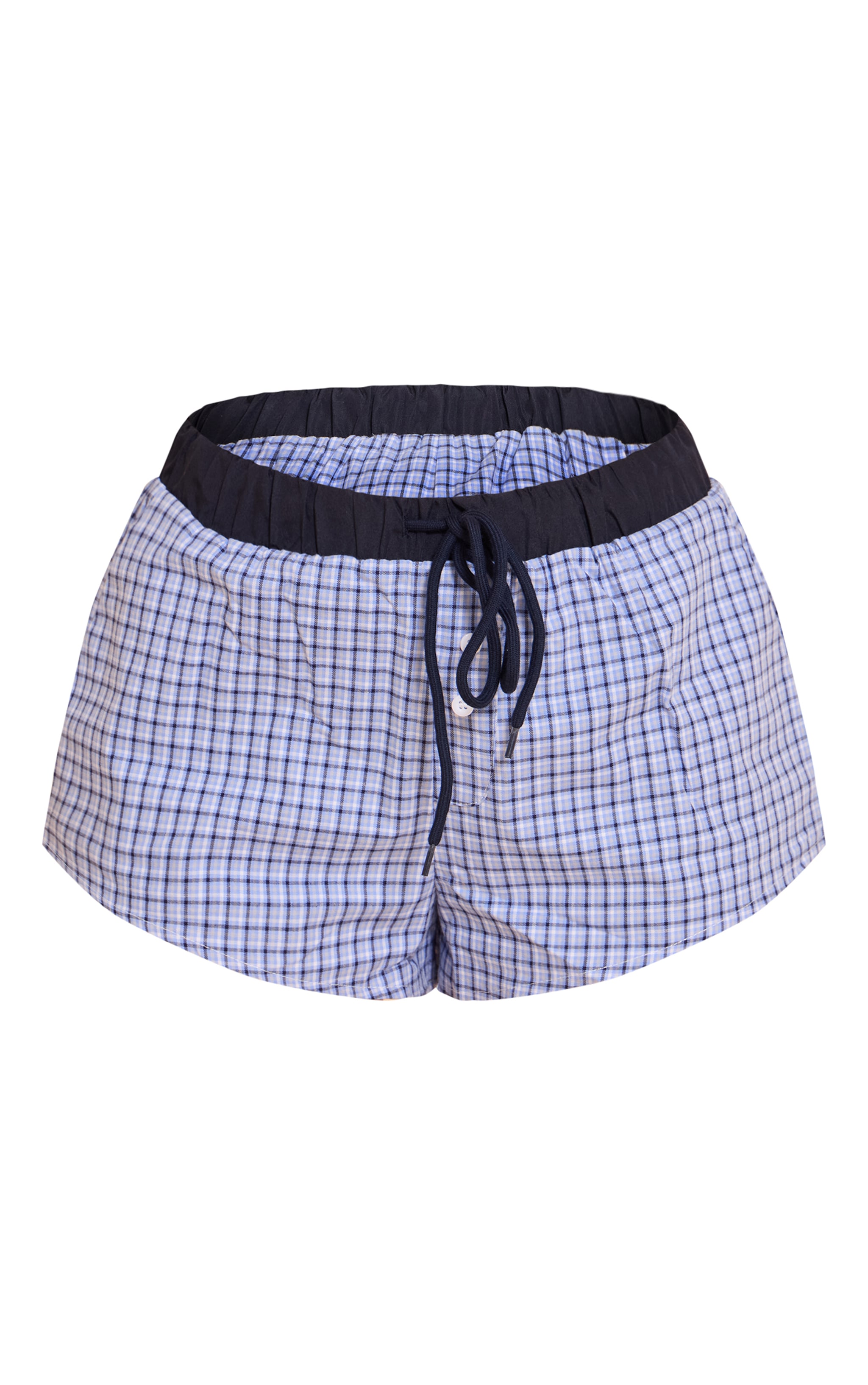 Blue Checked Contrast Waistband Boxer Shorts image 6