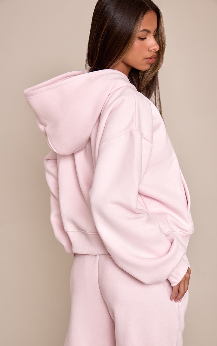 Petite Baby Pink Graphic Zip Up Hoodie image 2