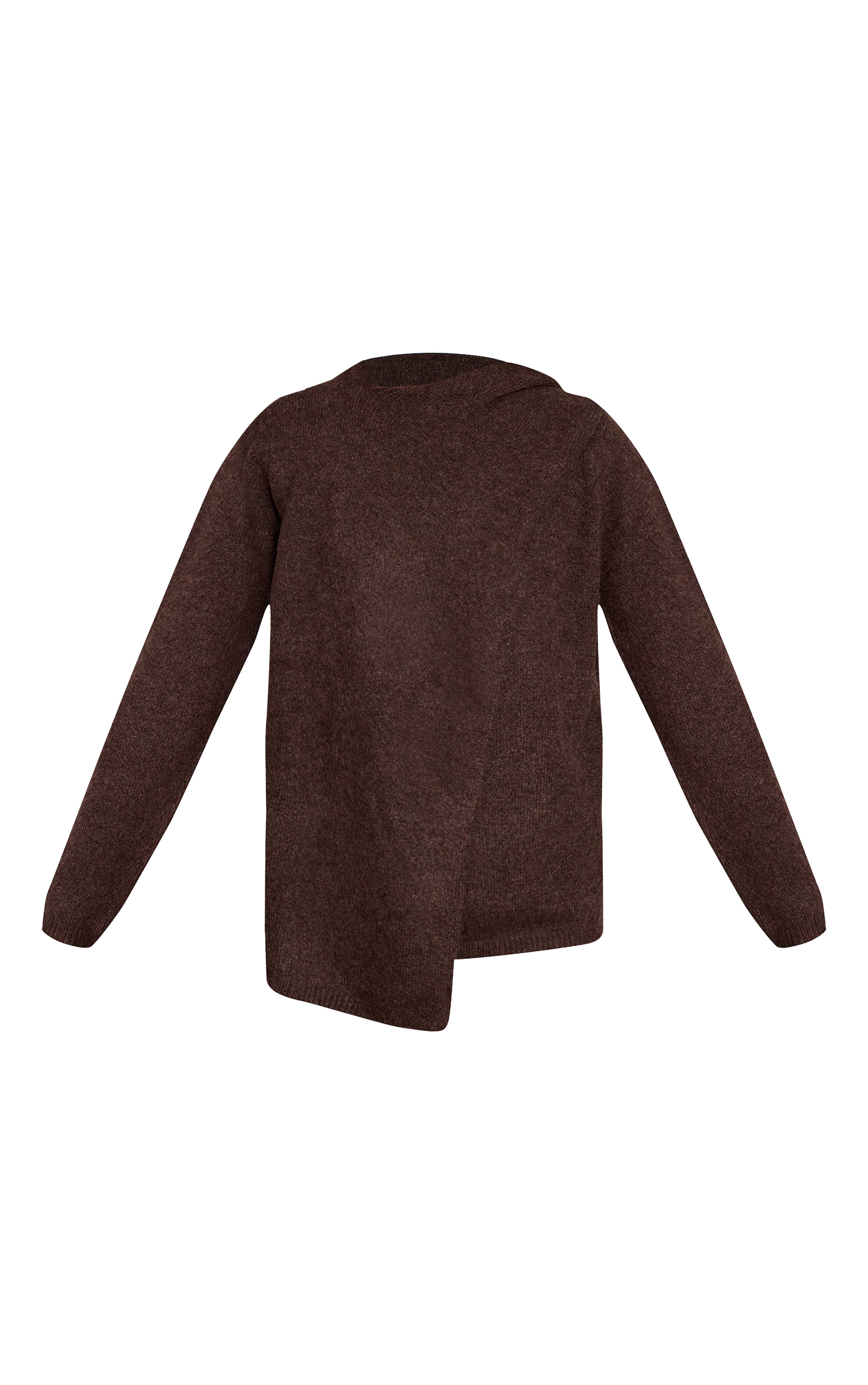 Chocolate Scarf Wrap Detail Knitted Jumper  image 5