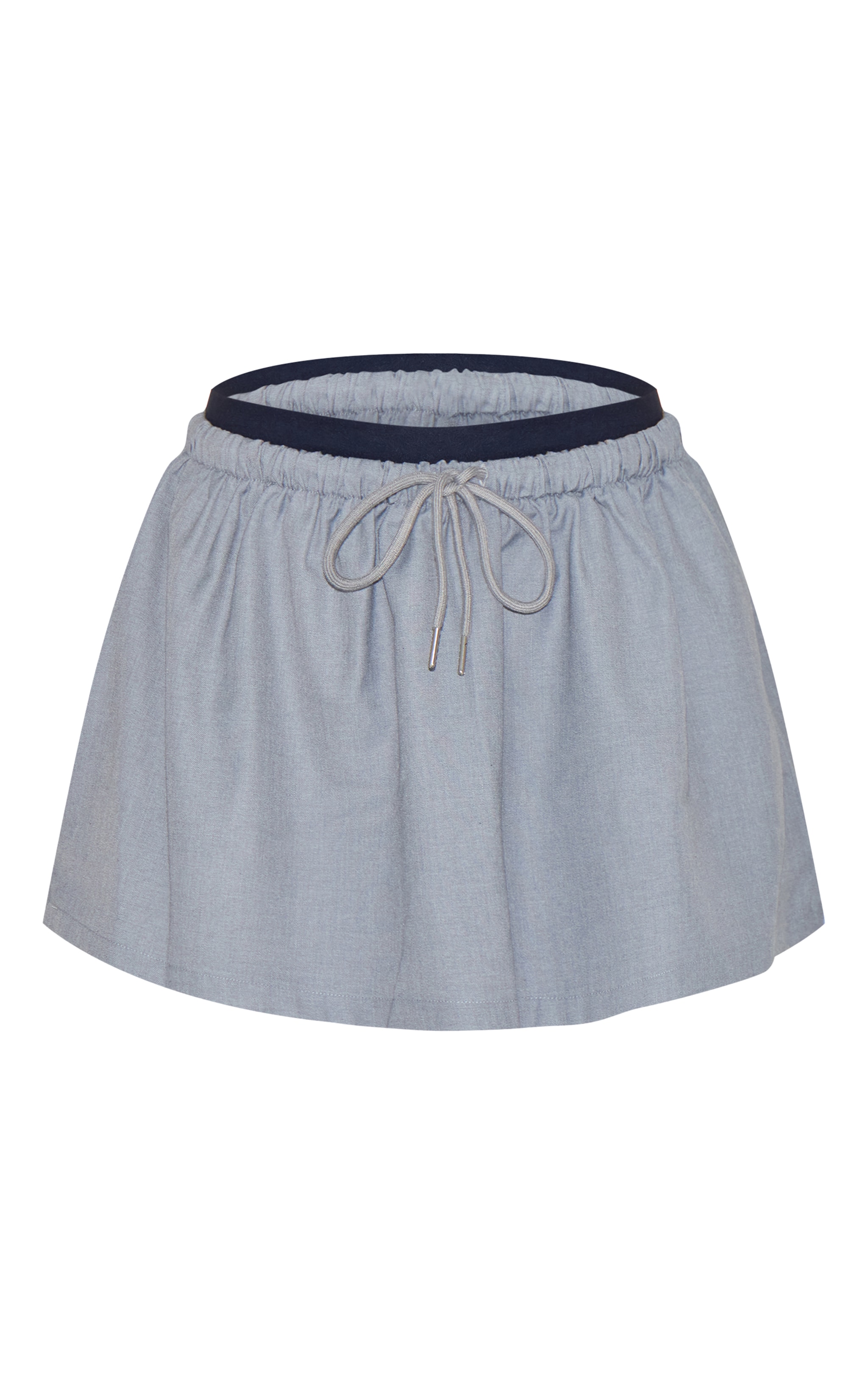 Charcoal Tailored Woven Boxer Detail Drawstring Mini Skirt image 6