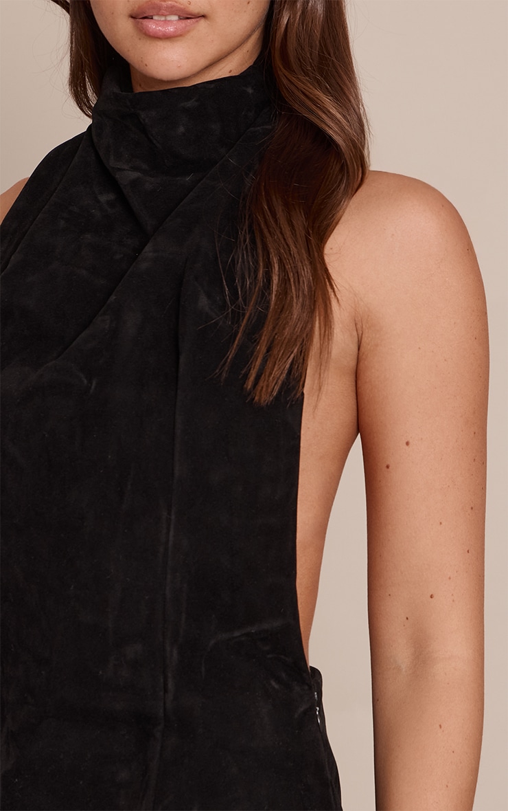 Mini robe en suédine noire à dos nu image 4