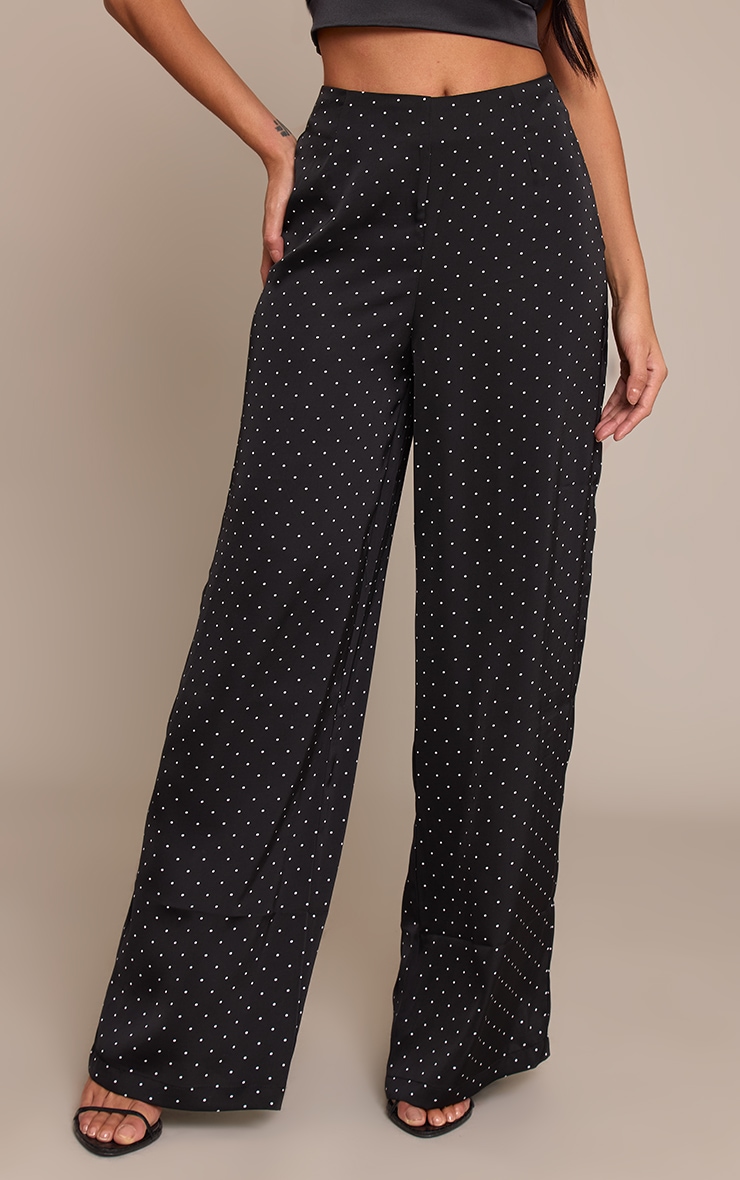 Black Polka Dot Straight Leg Pants image 2