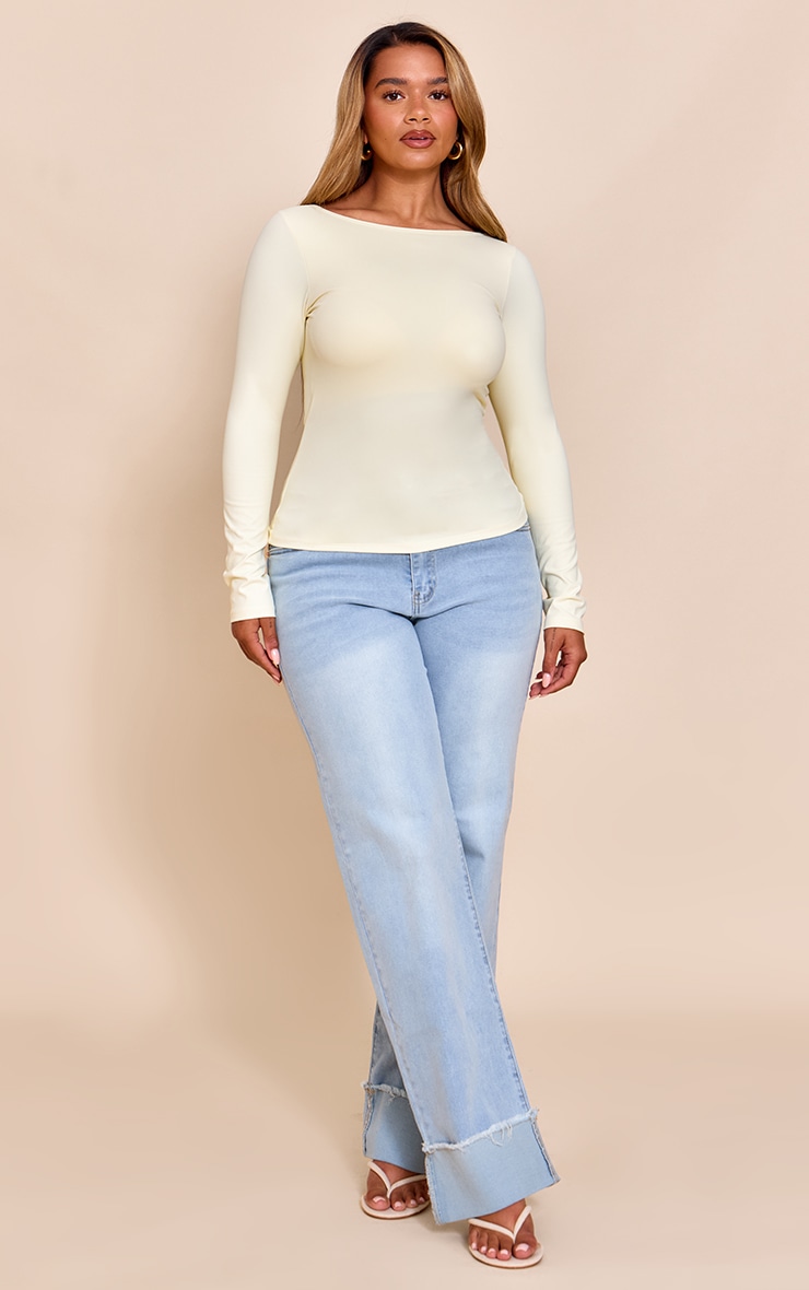 Shape Butter Cream Built In Bra Sculpt Boat Neck Long Sleeve Top image 3