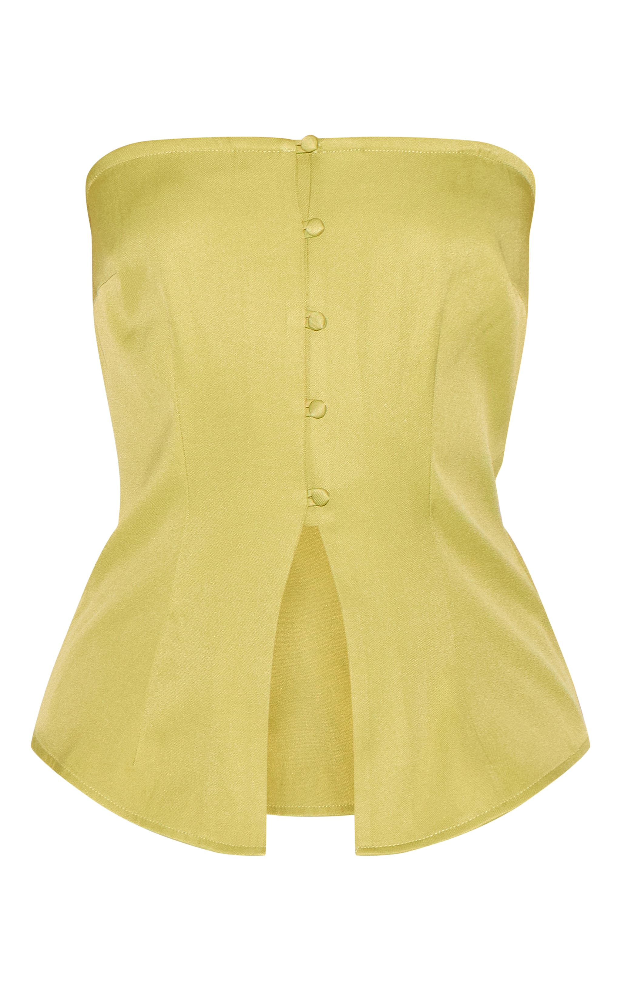 Green Fitted Bandeau Button Vest image 5