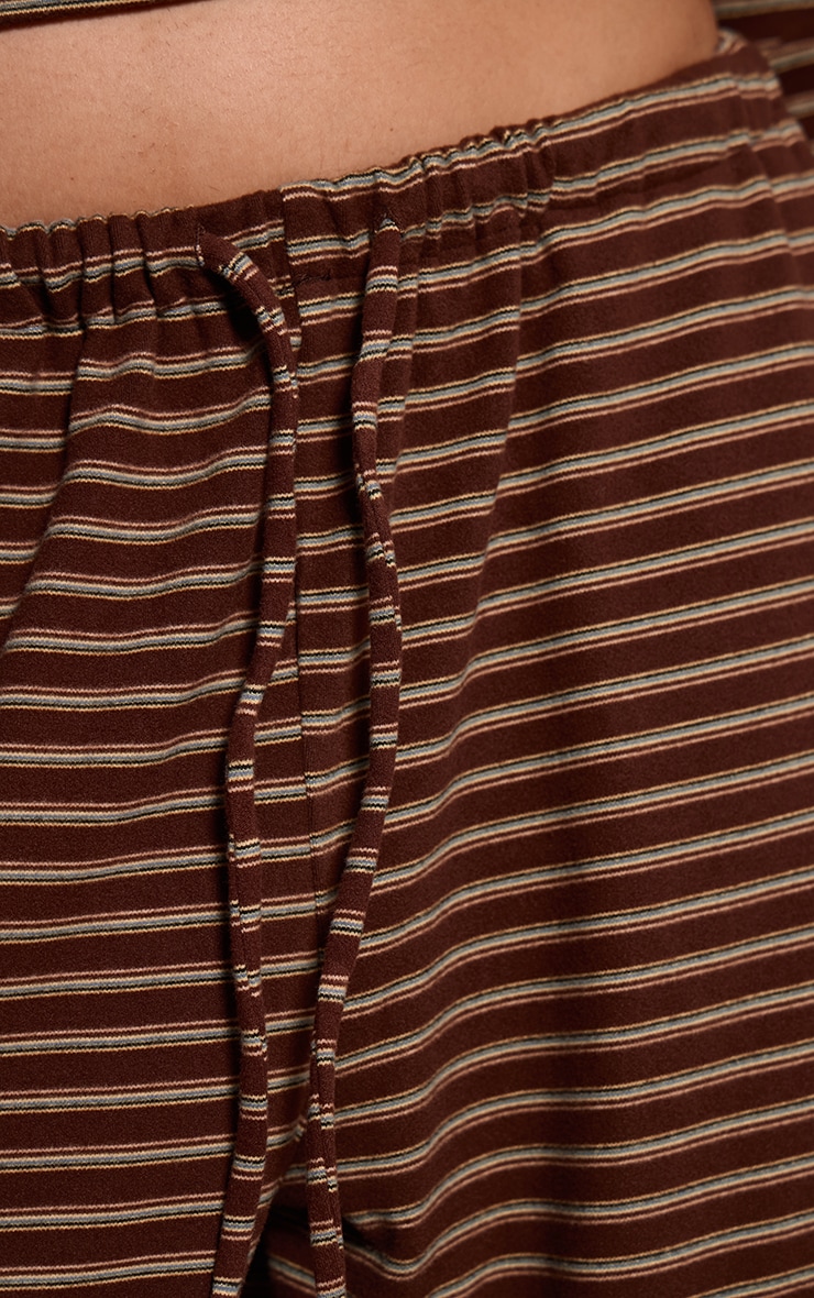 Plus Chocolate Striped Soft Fleece Straight Leg Sweatpants image 4