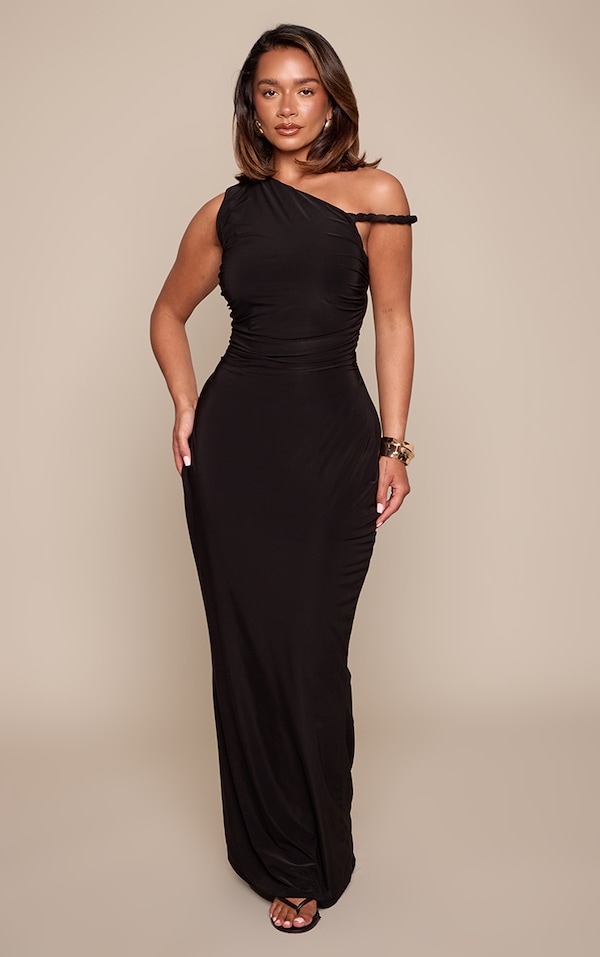 Shape Black Twist Detail Slinky Maxi Dress 