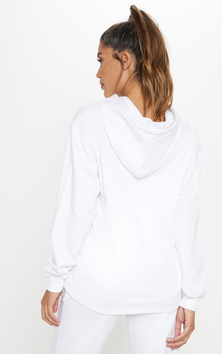 PRETTYLITTLETHING White Embroidered Logo Oversized Hoodie image 2