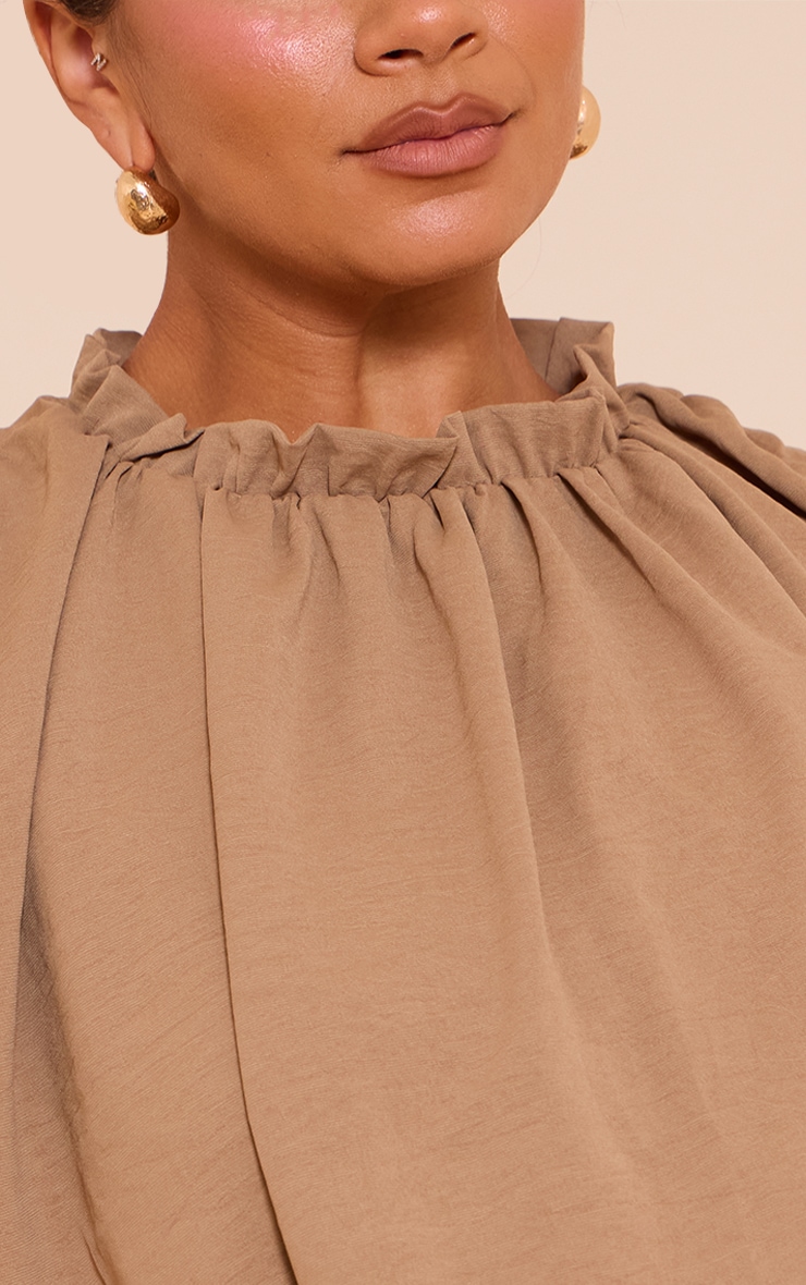 Shape Khaki Hammered Satin Baloon Blouse image 4