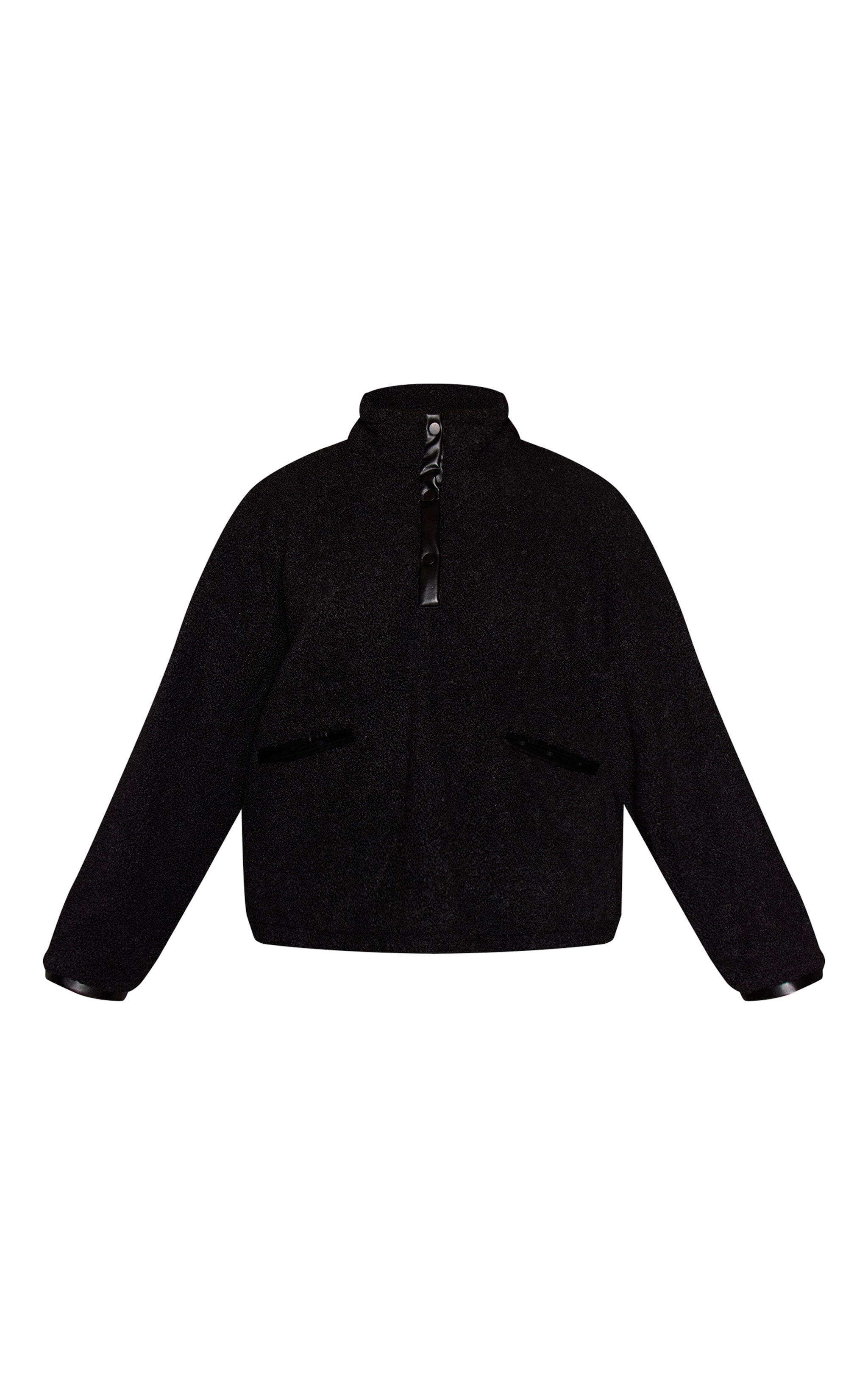 Plus Black Hooded Fleece Pull Over Sweater image 5