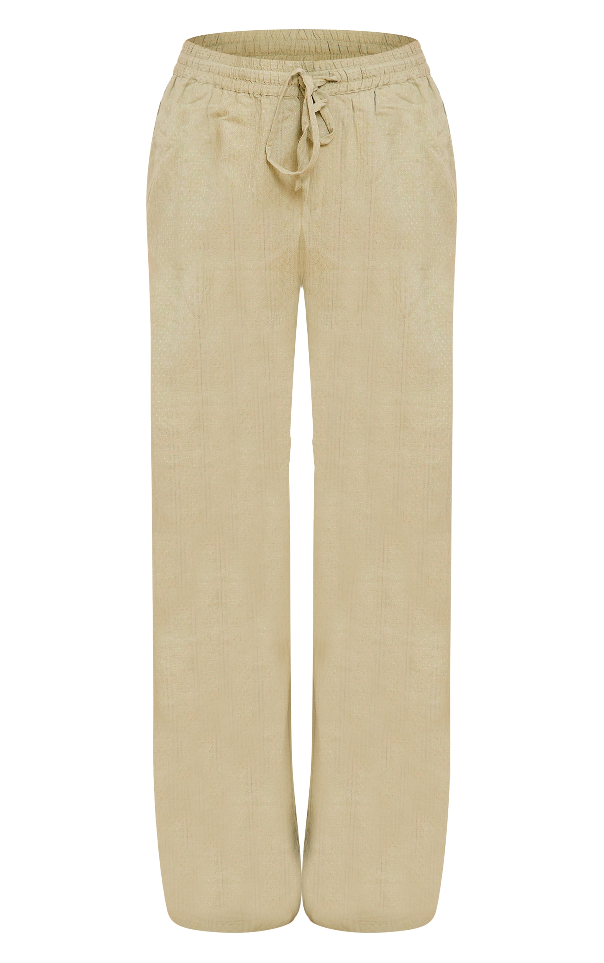 Sage Khaki Textured Mid Rise Wide Leg Pant image 5