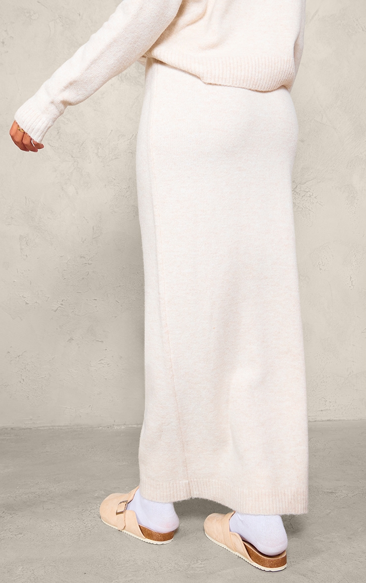 Tall Oatmeal Melange Soft Knit Maxi Skirt image 3