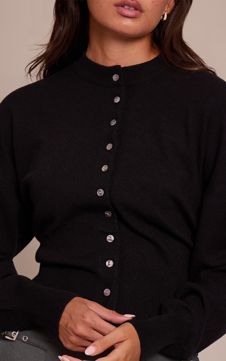 Cardigan en maille tricot compacte noire image 4