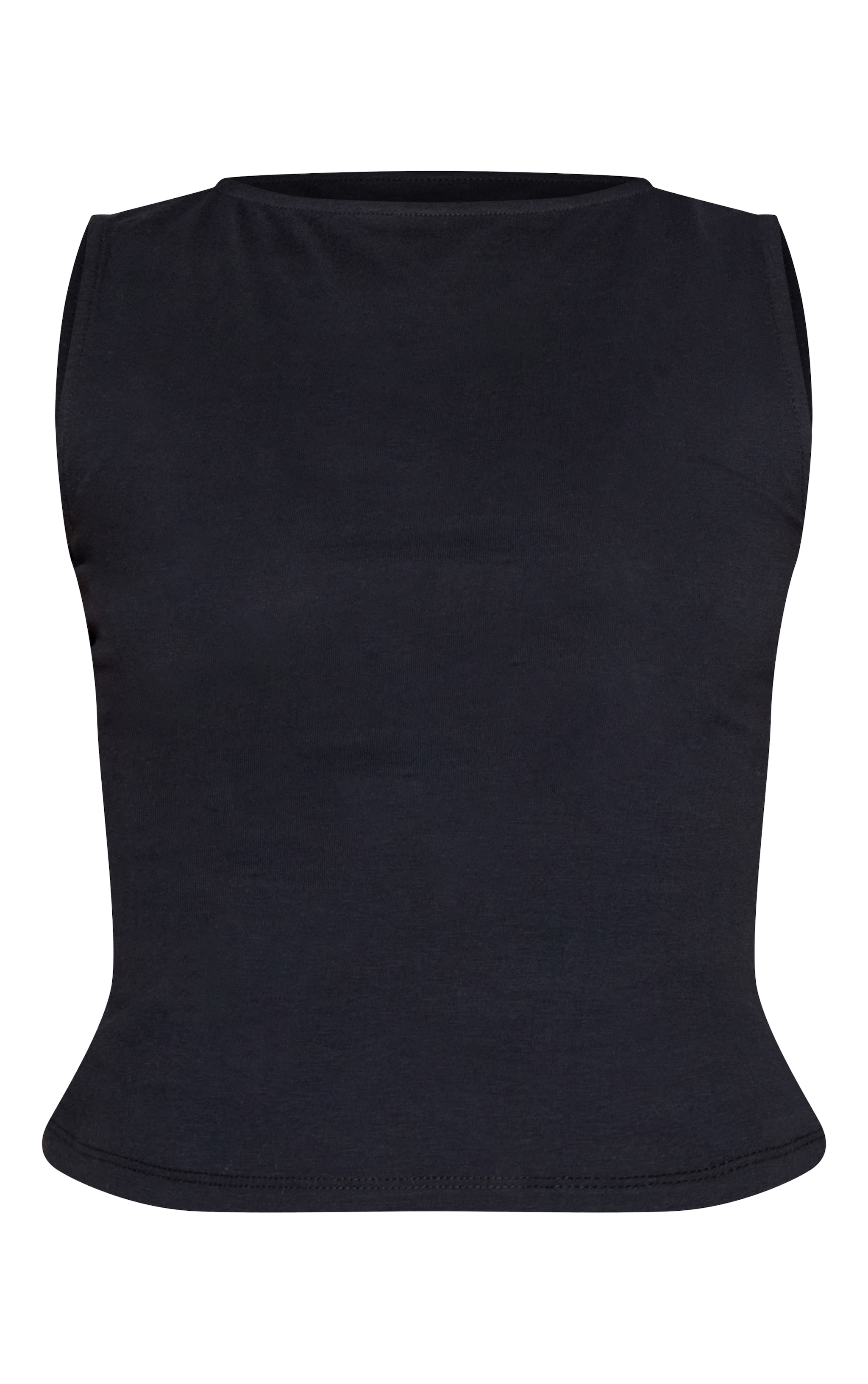 Top en coton doux noir sans manches à col bateau image 5