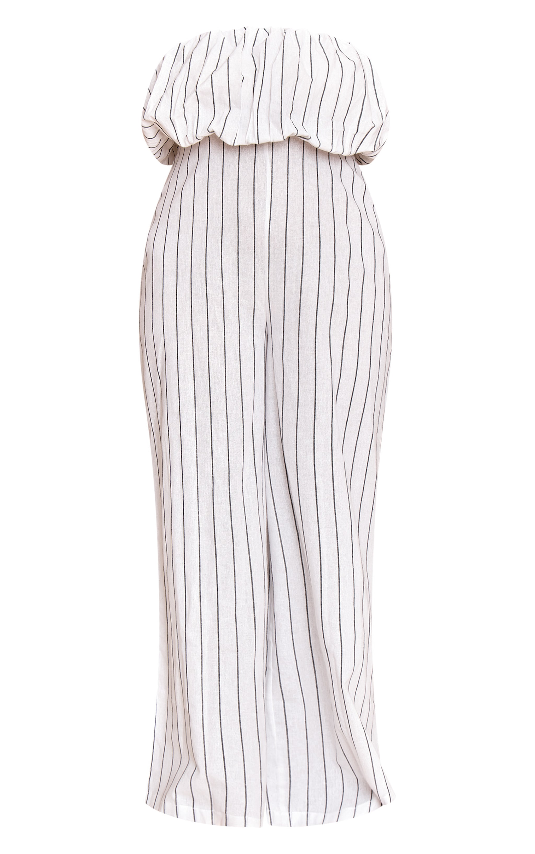 Plus Stone Stripe Textured Puffball Bandeau Straight Leg Jumpsuit image 5
