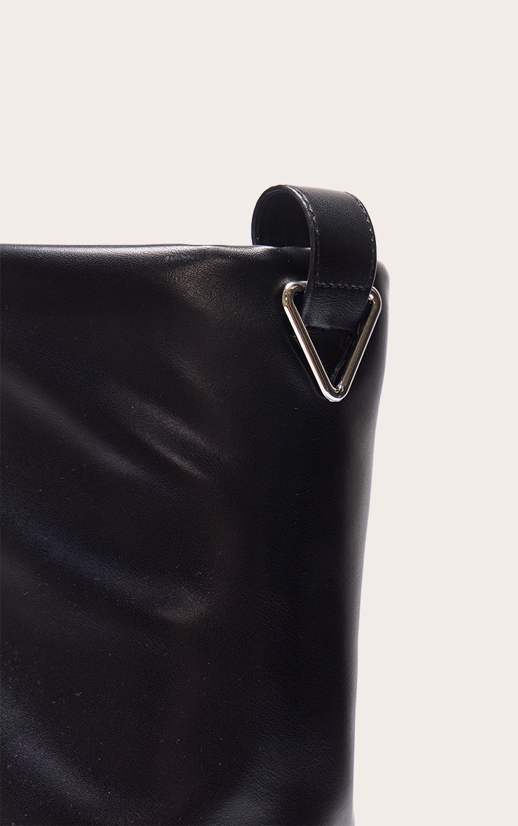 Black Pu Block Heeled Fold Over Knee High Boots image 4