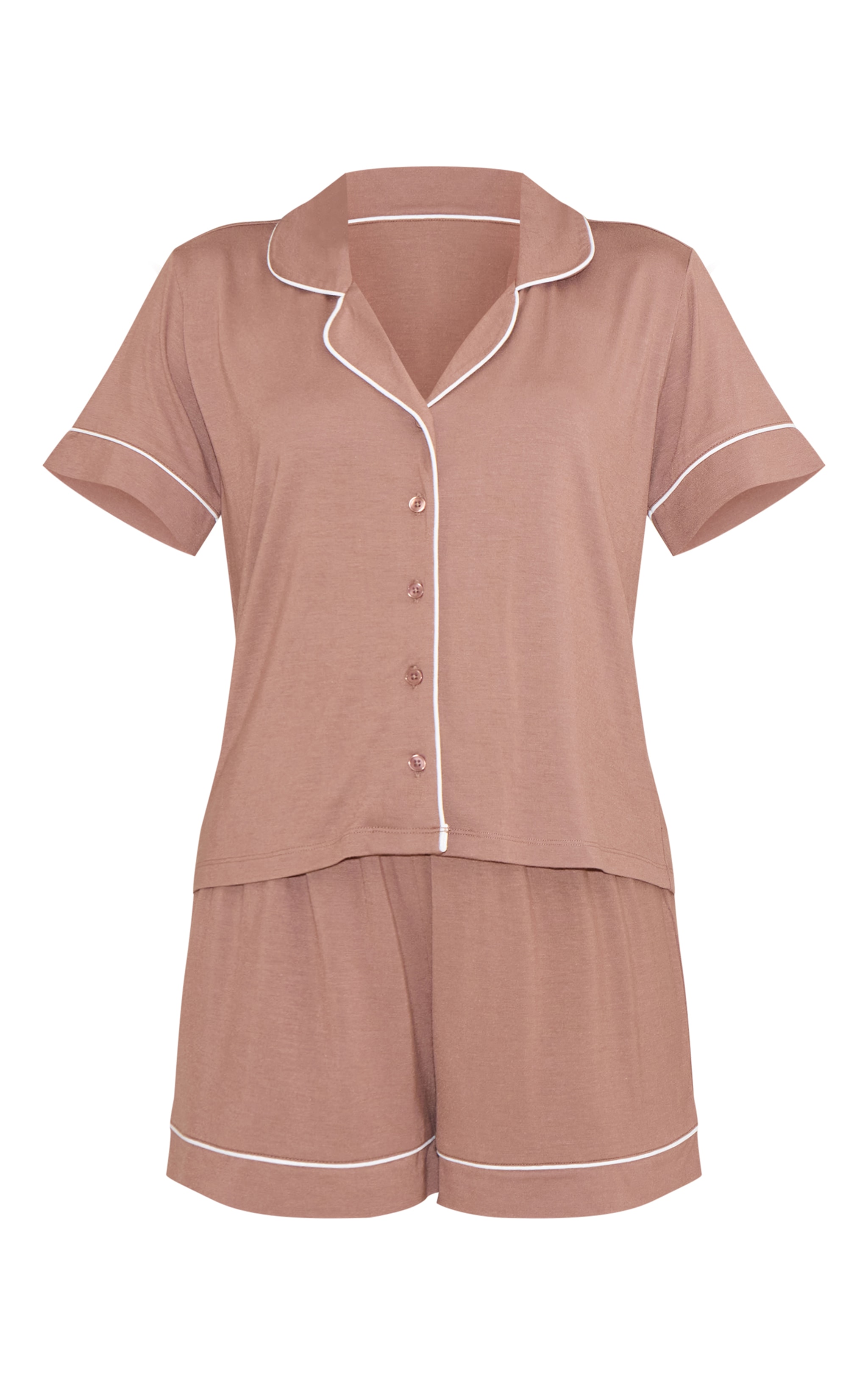 Mocha Modal Piping Short Pj Set image 5