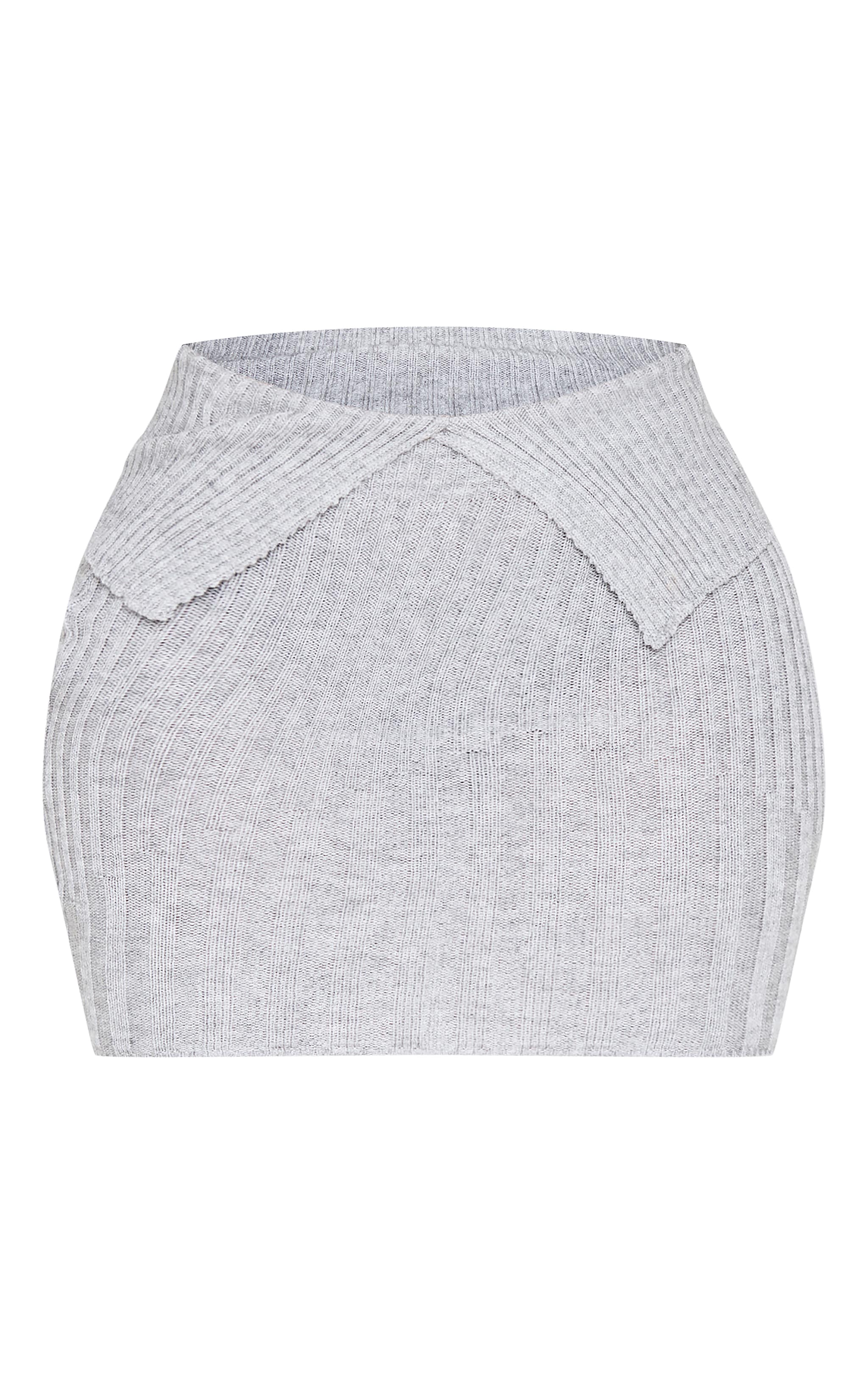 Shape Grey Fold Over Ribbed Mini Skirt image 6