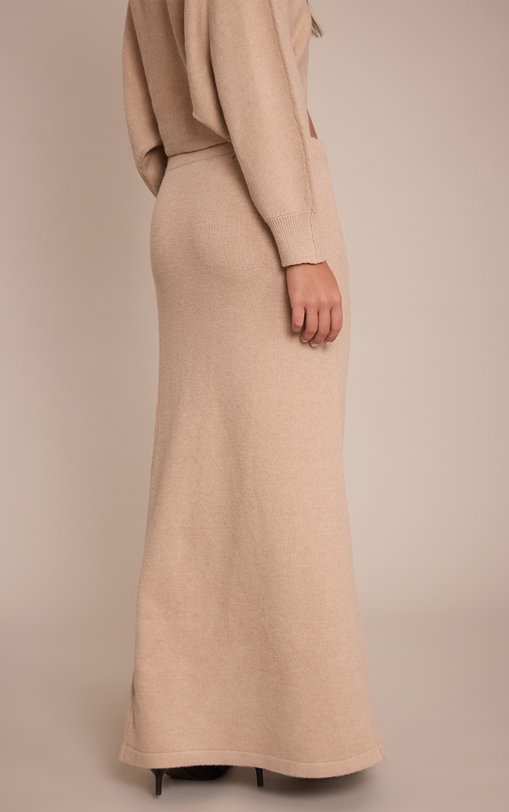 Camel Wrap Knit Maxi Skirt image 3