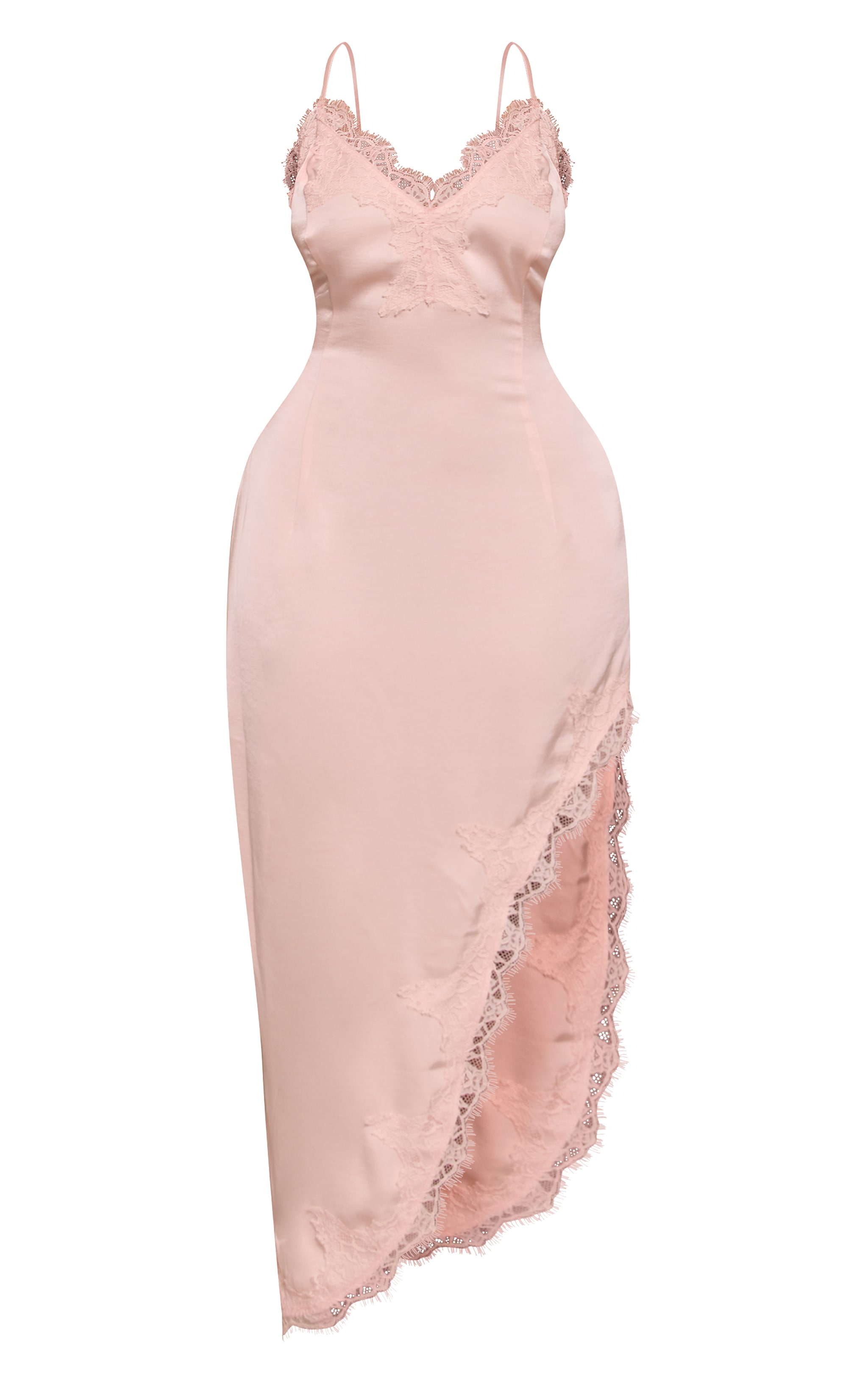 Shape Dusty Pink Satin Lace Mix Strappy Mid Dress image 5