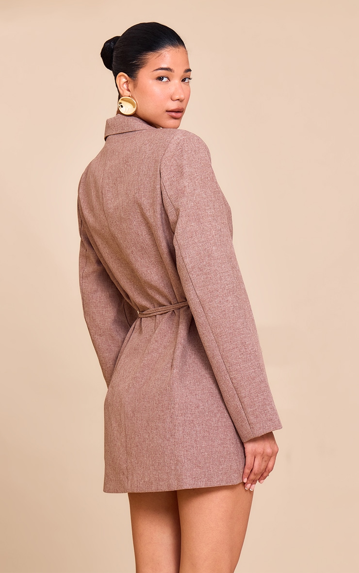 Robe blazer ceinturée en tissu façon moka image 2