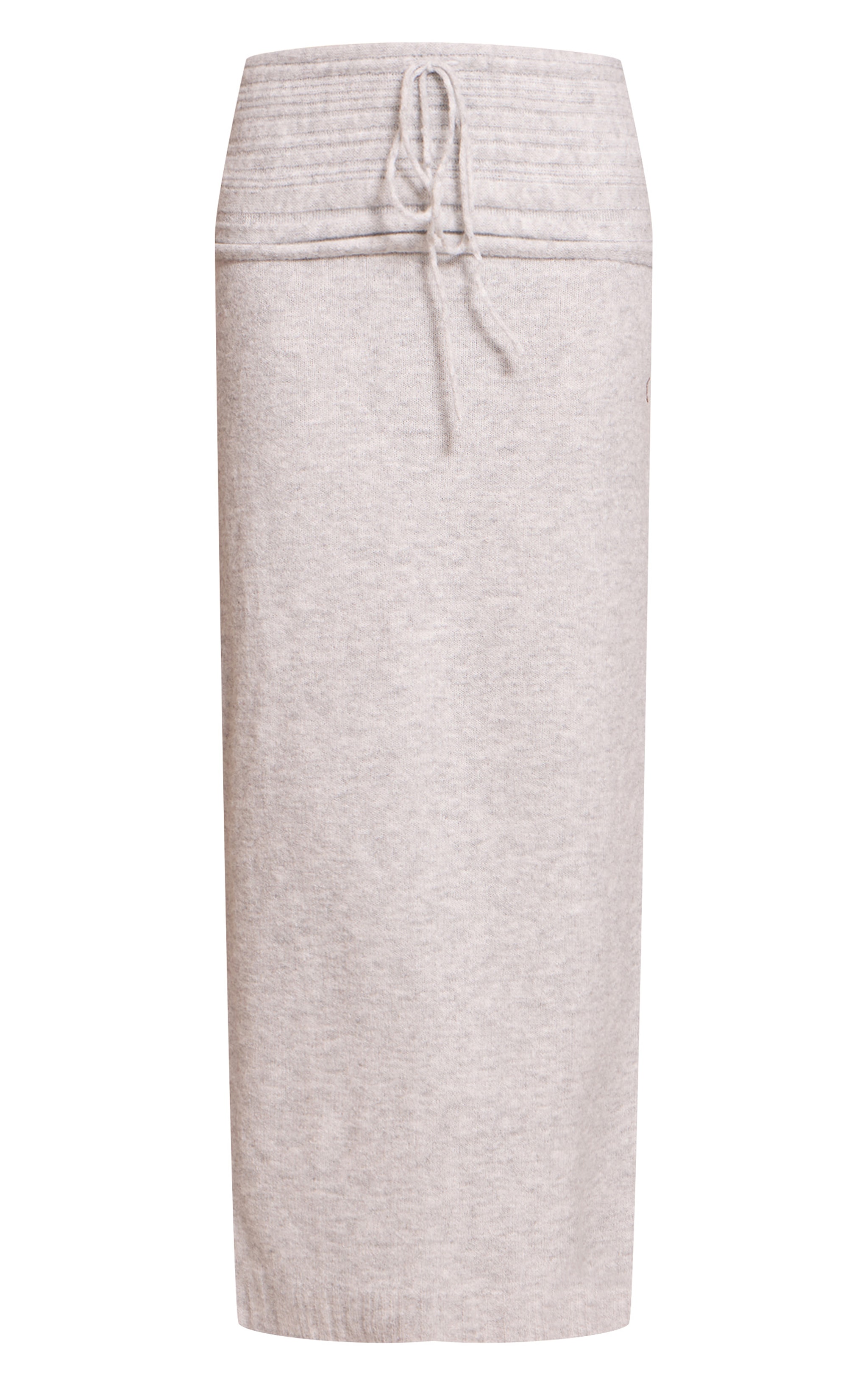 Light Grey Rib Soft Knit Fold over Maxi skirt image 5
