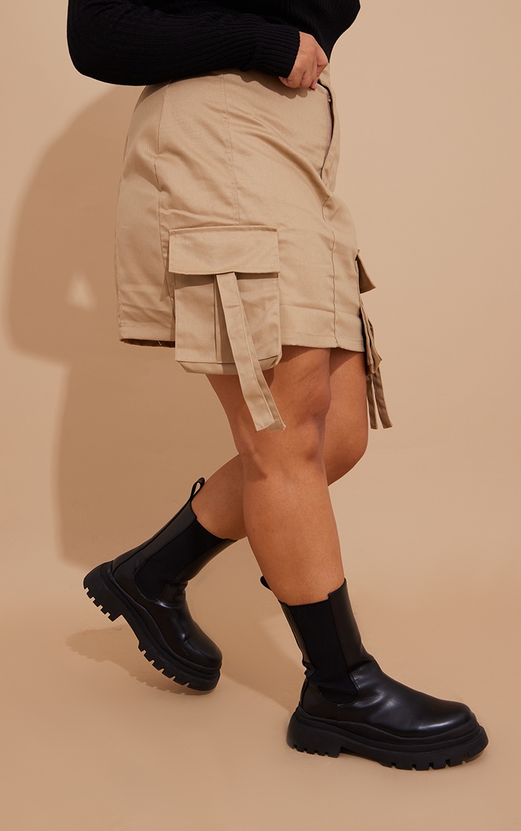 Plus Camel Woven Cargo Mini Skirt image 2