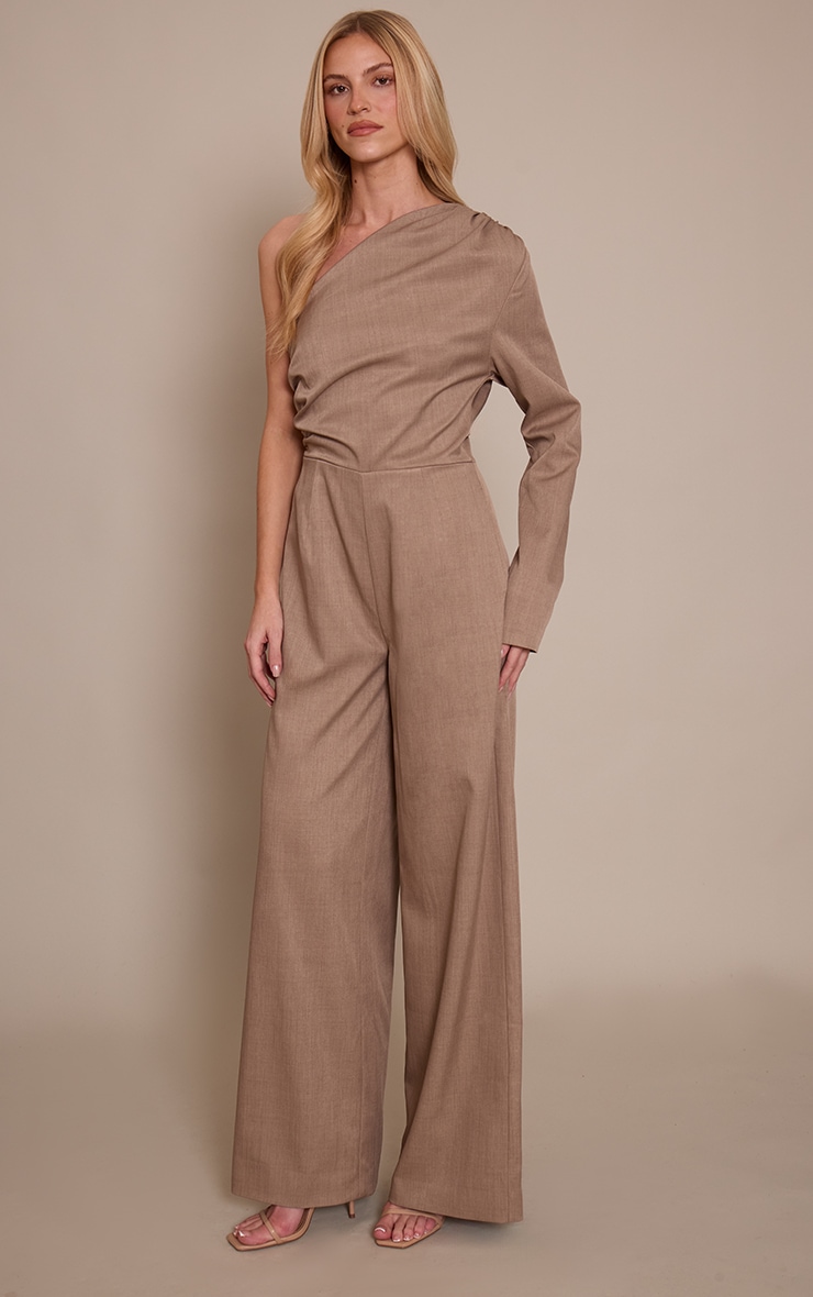 Mocha Woven Tailored One Sleeve Jumpsuit image 1
