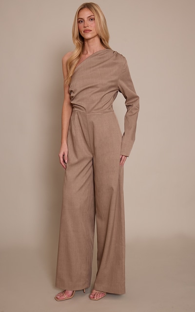 Mocha Woven Tailored One Sleeve Jumpsuit