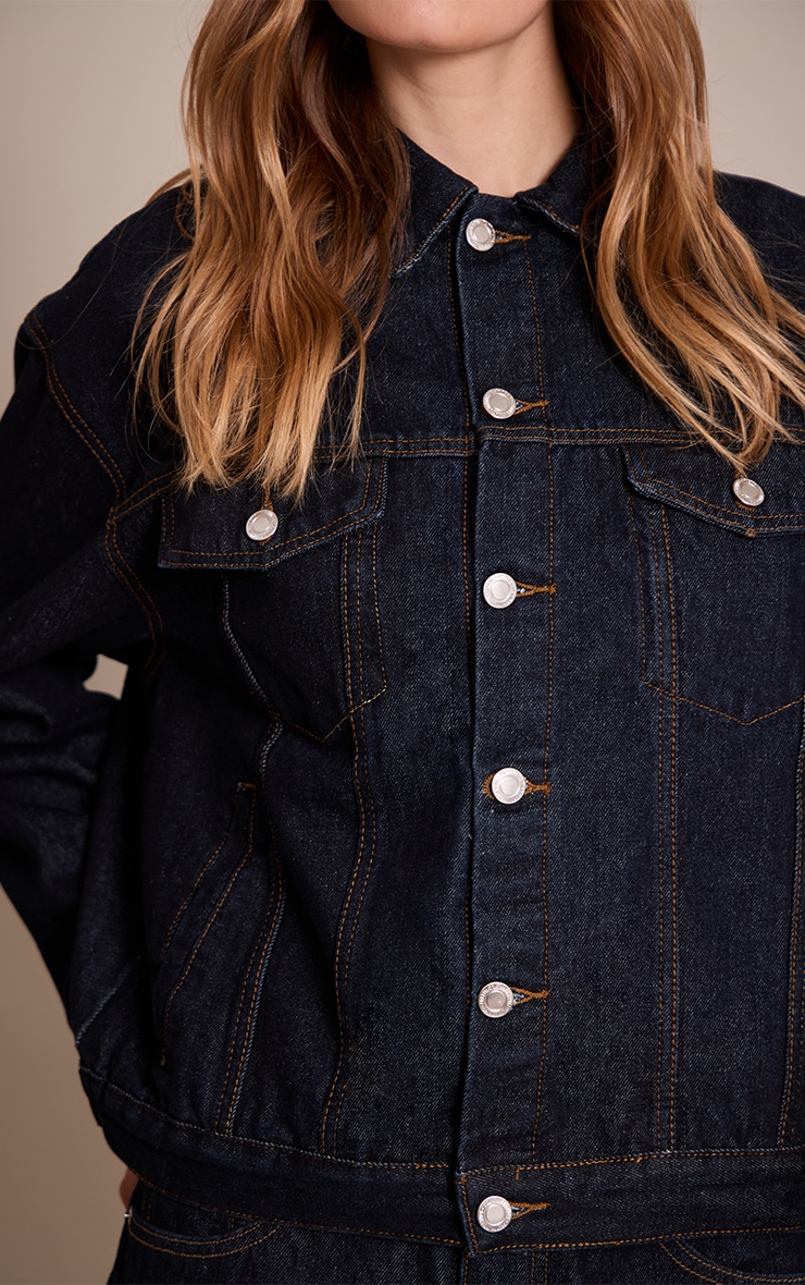 Veste oversize classique en jean indigo foncé image 4