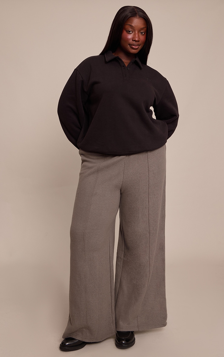 Plus Black Prettylittlething Polo Sweatshirt image 3