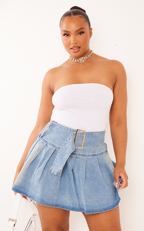 5/31迄☆vintage belted denim mini skirt 