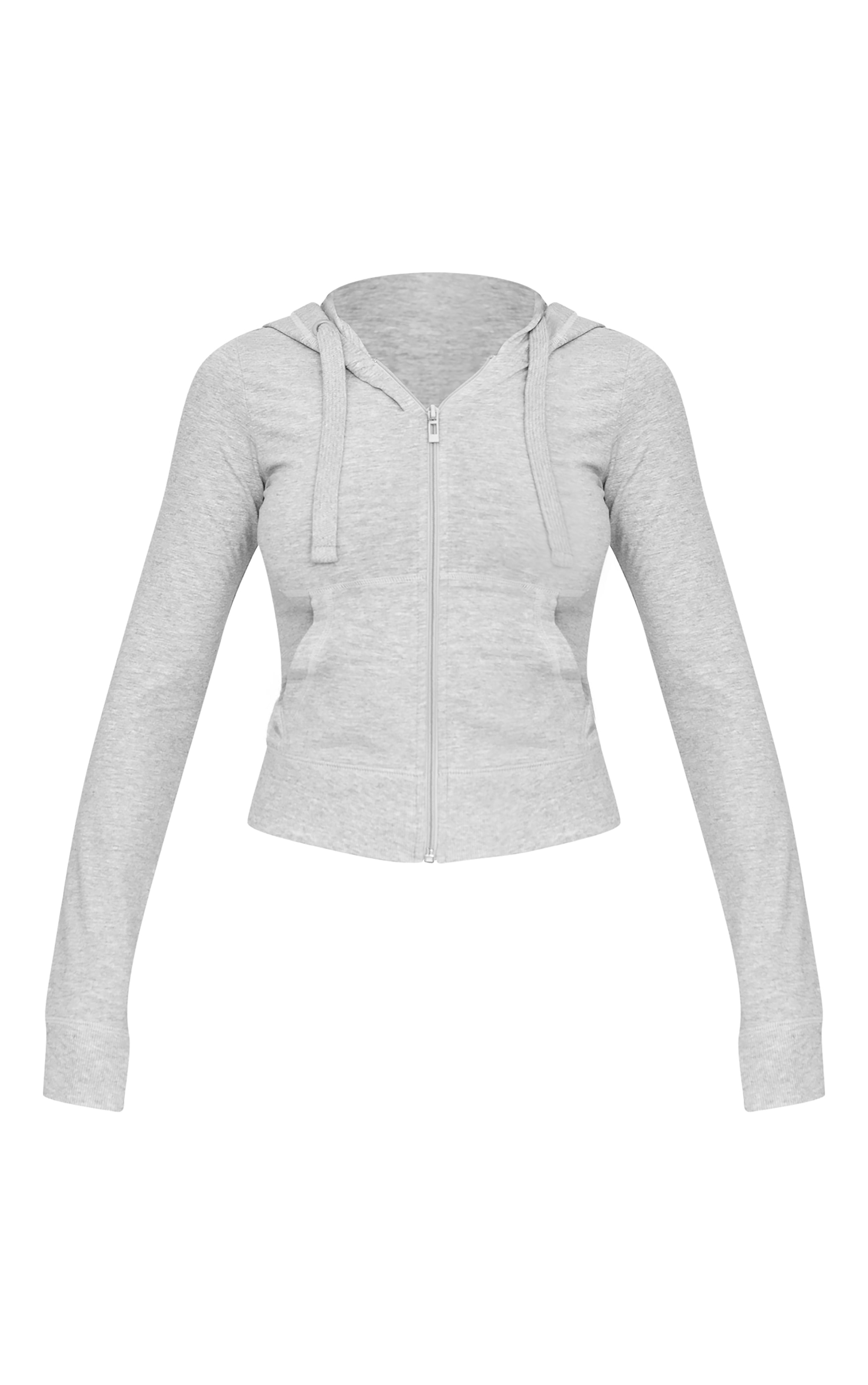 Top de survêtement ajusté gris chiné à zip image 5