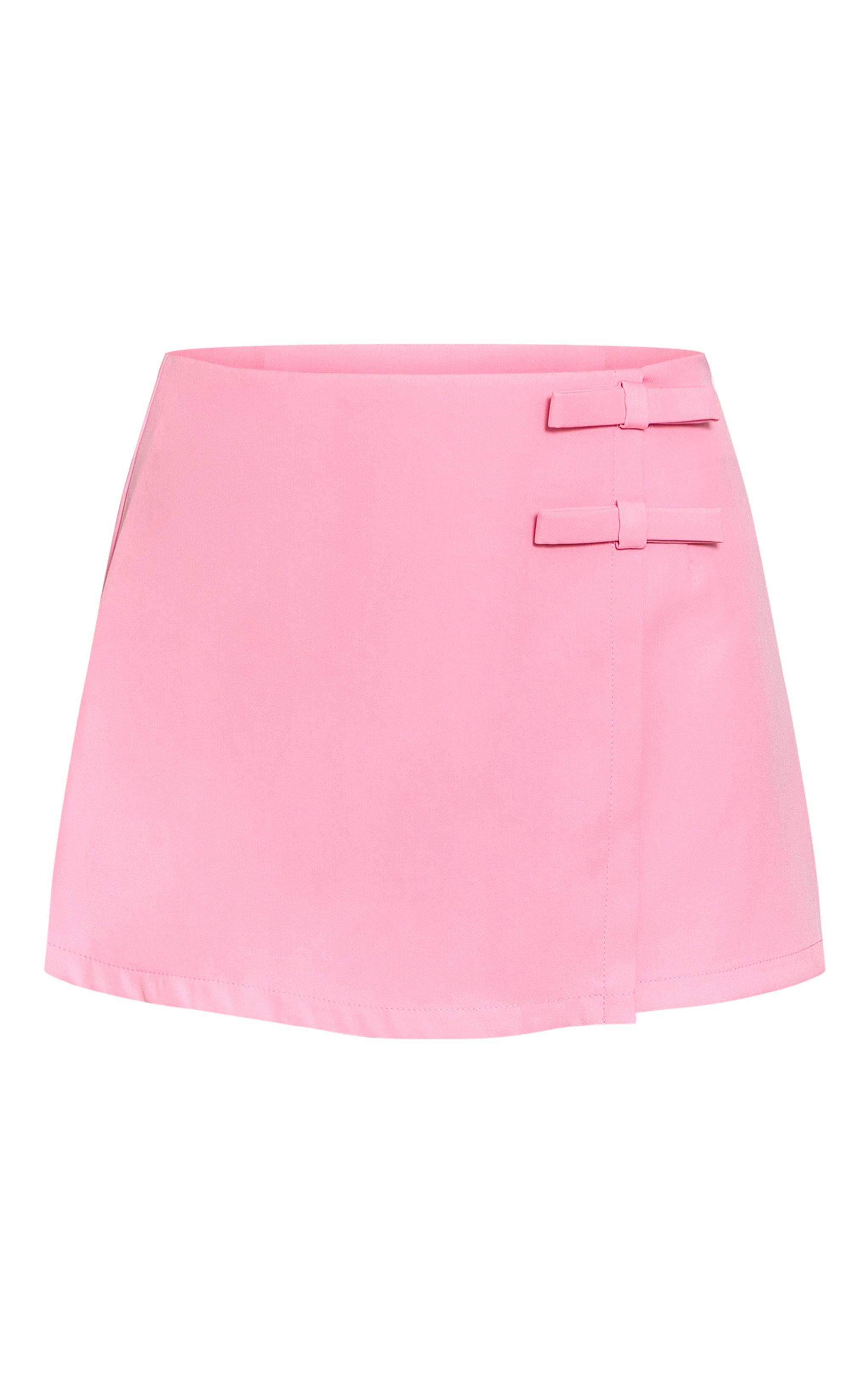 Candy Pink Bow Detail Wrapover Skirt image 6