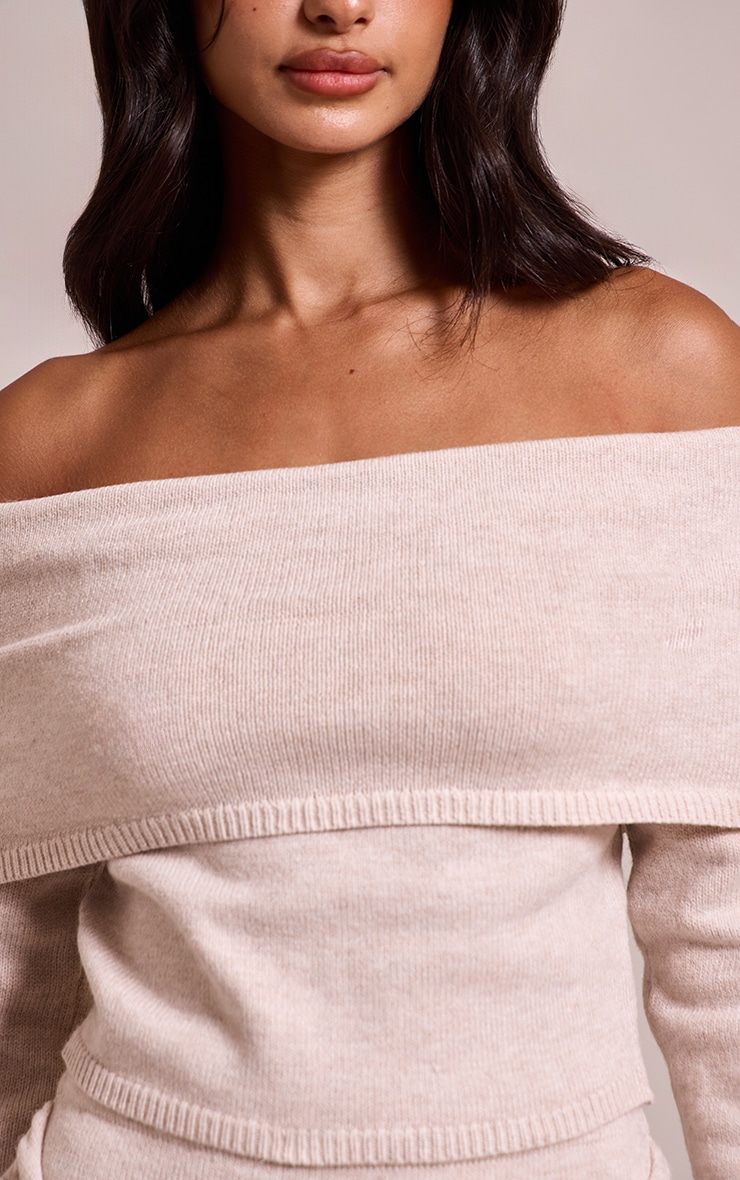 Petite Soft Ribbed Knit Bardot Top image 4