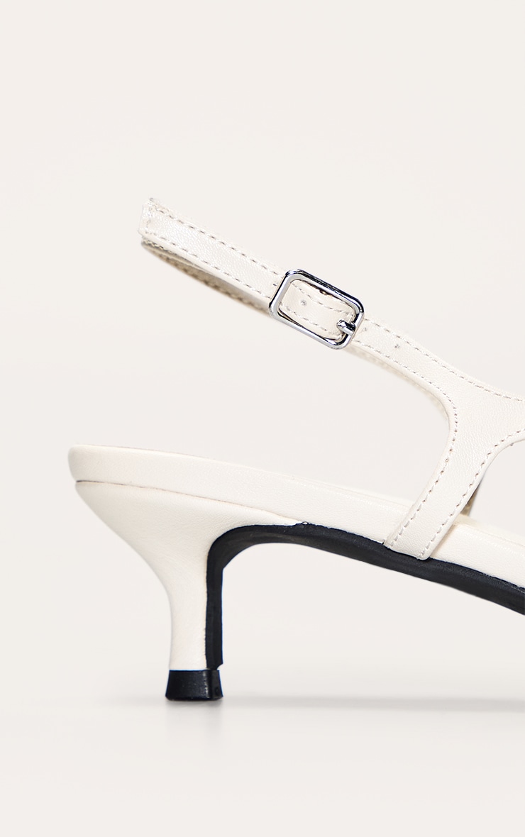 Cream Toe Thong Kitten Heeled Sandal image 5