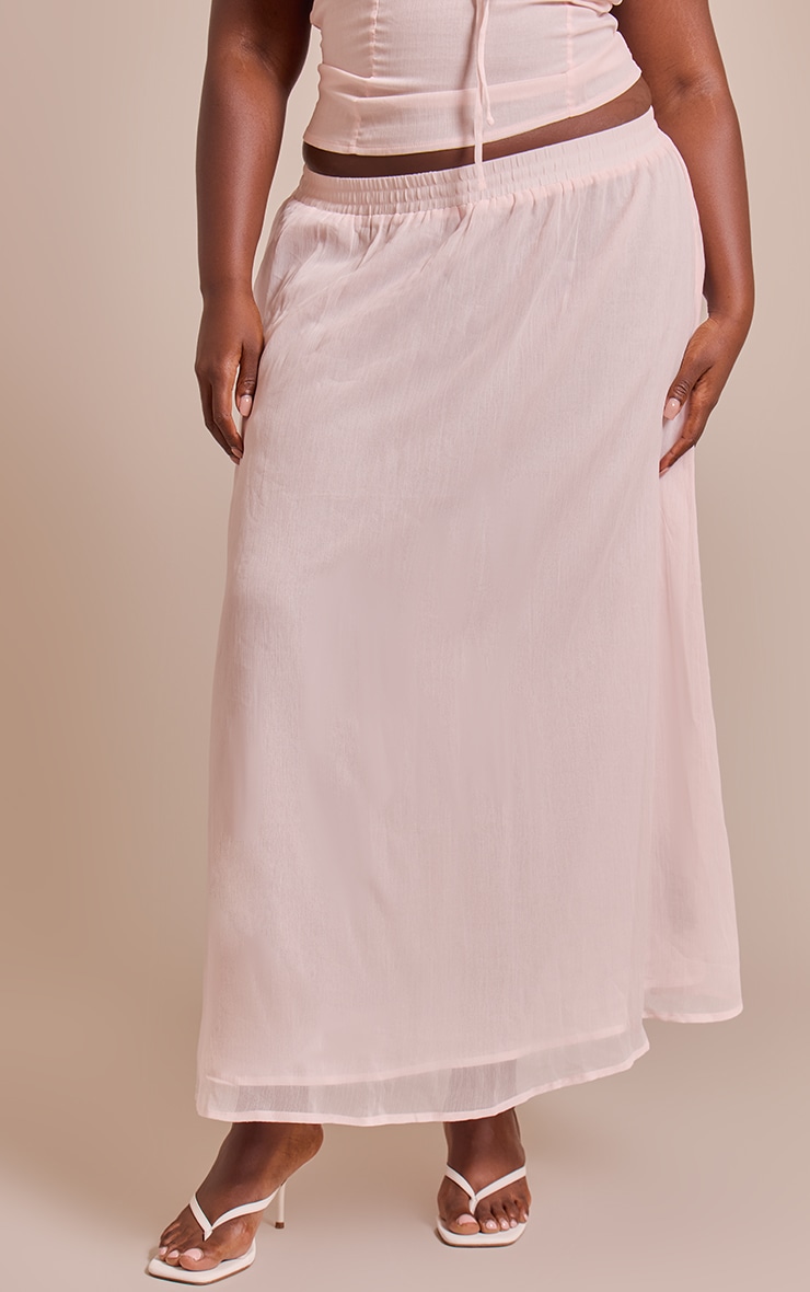 Plus Pink Chiffon Maxi Floaty Skirt image 2
