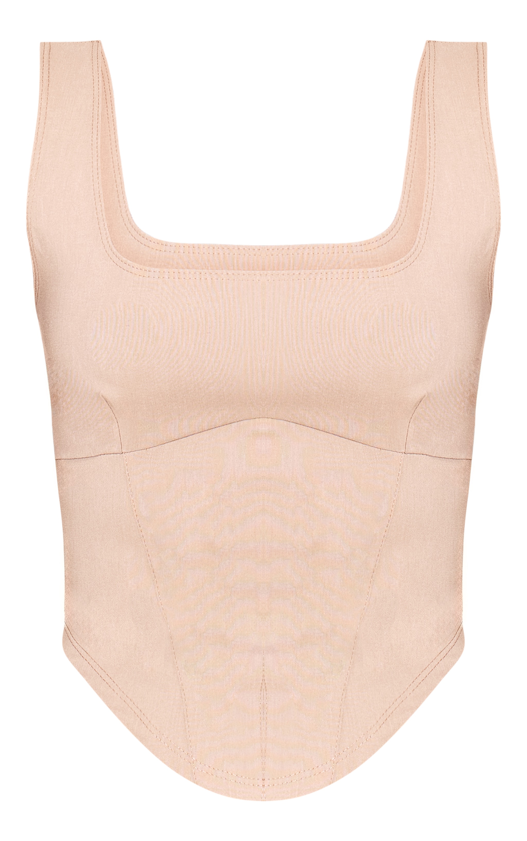 Cream Marl Stretch Woven Square Neck Corset Top image 5