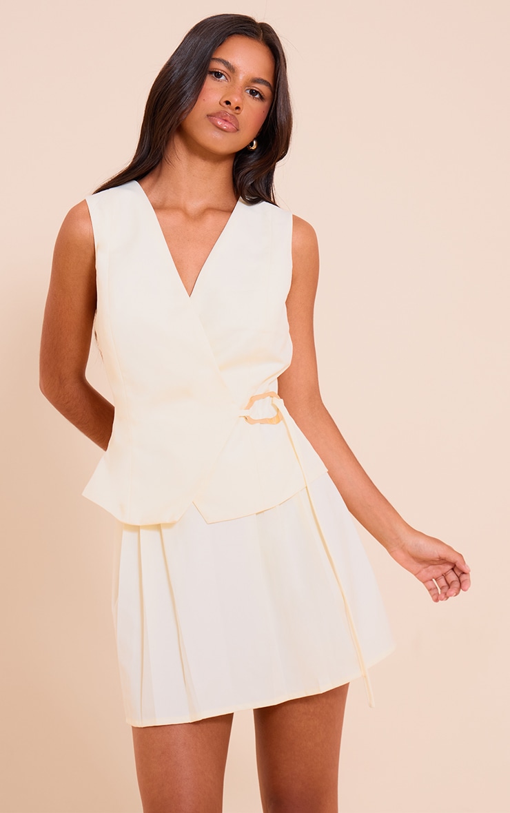 Petite Cream Woven Trim Tie Waist Coat image 1