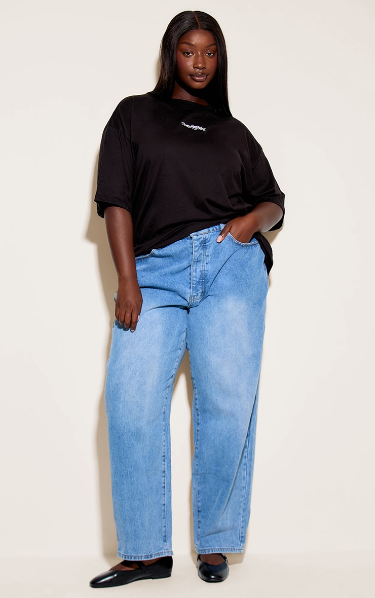 Plus Black Prettylittlething Oversized T-Shirt image 3
