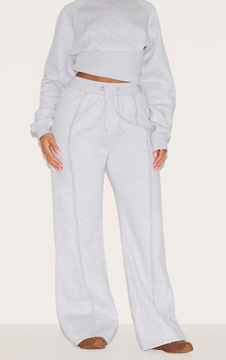 Shape Jogging large gris cendré à taille haute et lisérés surjetés image 2