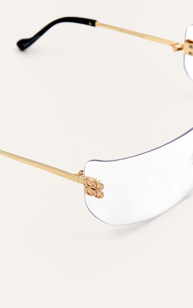 Clear Iridescent Wrap Around Oversized Visor Sunglasses image 4