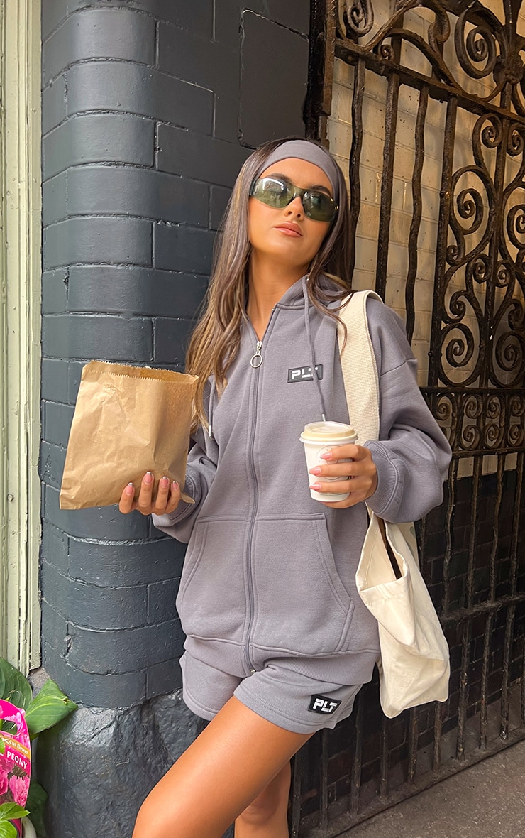 pretty little thing grey zip up hoodie