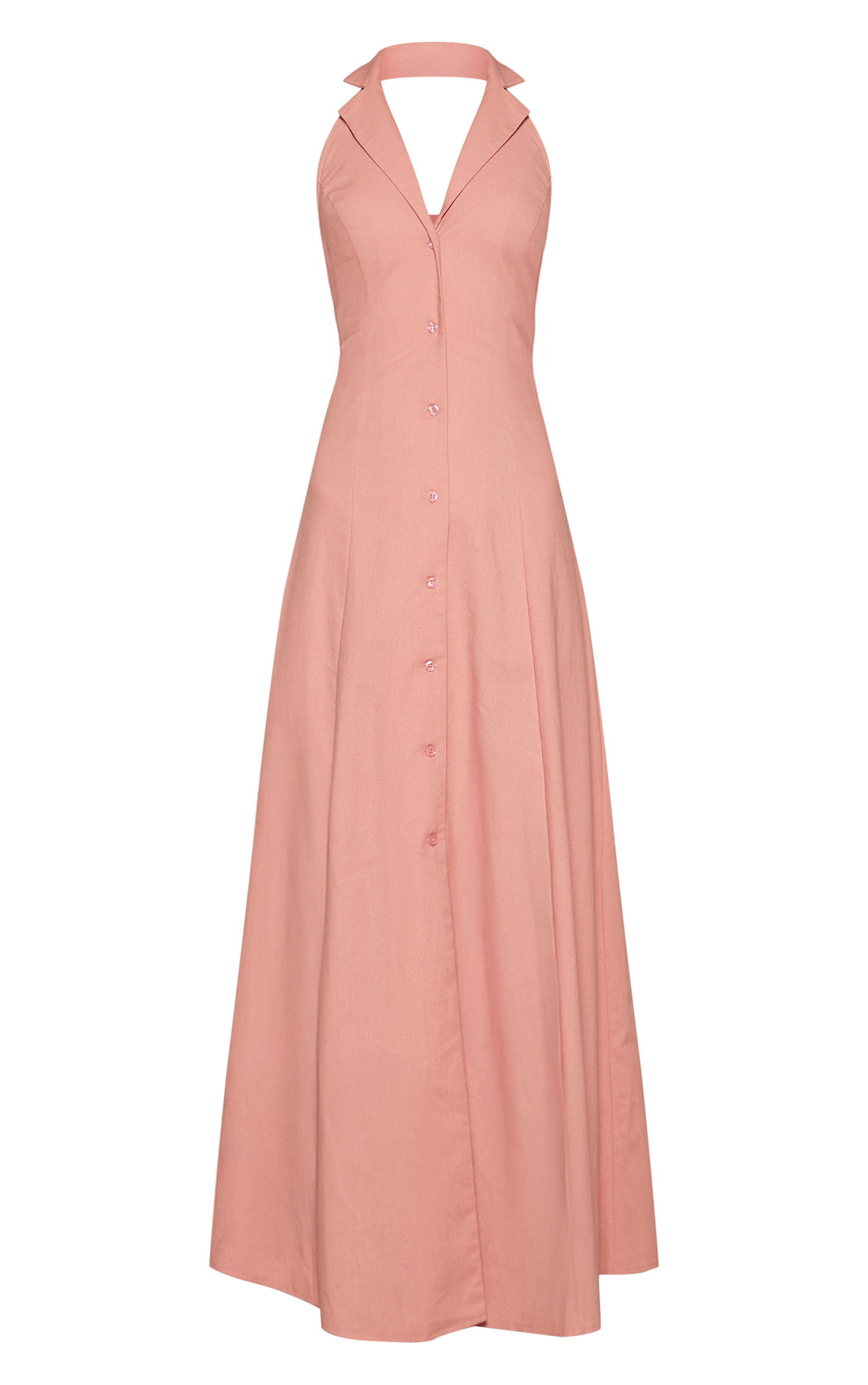 Baby Pink Button Down Collar Detail Maxi Dress image 5
