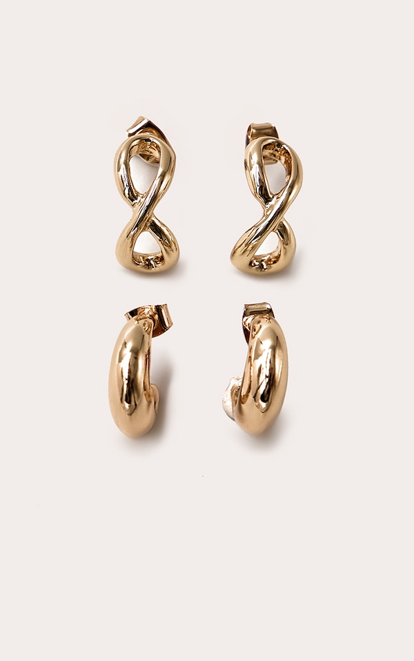 Gold Smooth Twisted Hoop Multi Pack